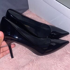 Sleek Black Patent Leather Heels